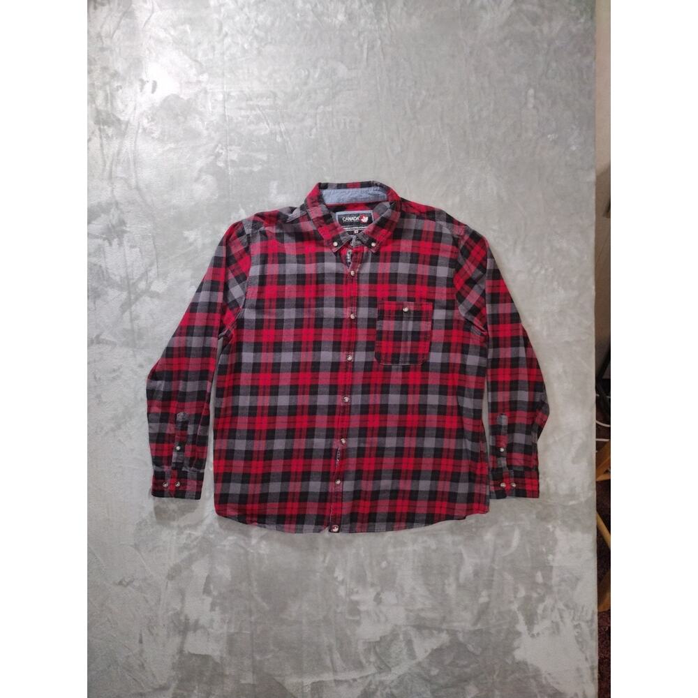 Canada Weather Gear Flannel Men's XXL Red Black Plaid Cabincore Farmhouse Casual